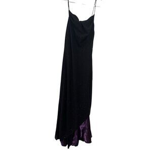 Vintage 90s Onyx Nite Maxi Prom Dress Sz 10 Black Purple Sparkle Goth
